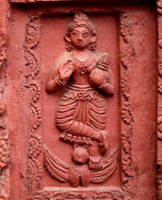 Goddess Lakshmi : wall panel, Nandadulal Jiu temple , Gurap