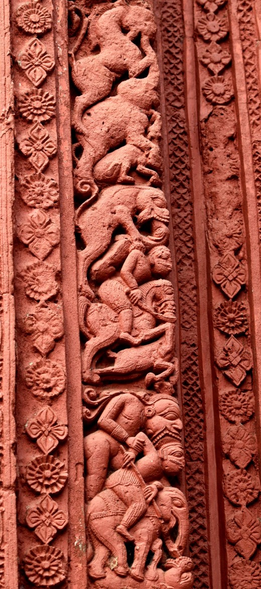 'Barshaa' panel showng the violent figures : Nandadulal Jiu temple, Gurap