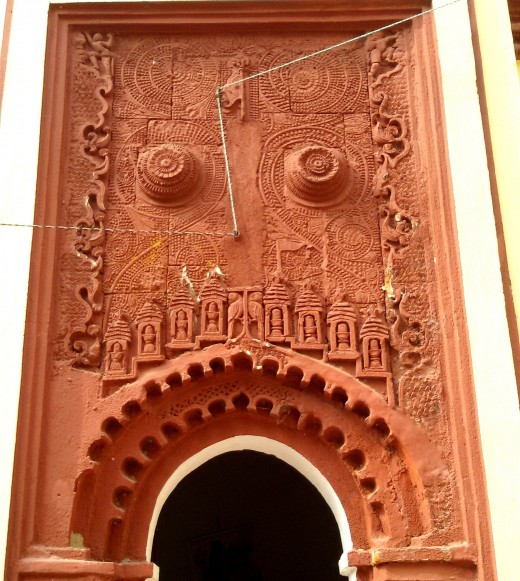 Front facade of the 'Dol Mancha' : Nandadulal Jiu temple, Gurap