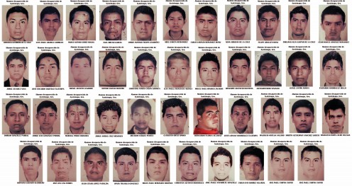 Images of the 43 normalists disappeared after the attacks of the police.
