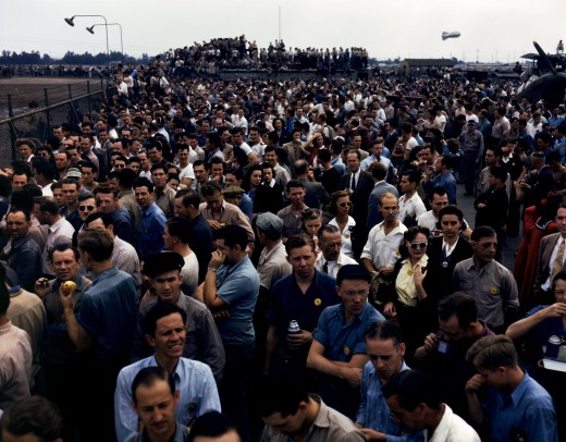 a crowd of wage slaves ( they work in a US Aircraft factory ) 