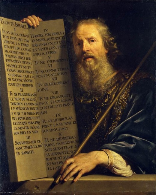 Moses with the Ten Commandments. Painting by Philippe de Champaigne
