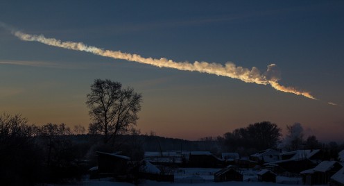 A huge meteor flew over the Urals early in the morning of 02/15/2013. The fireball exploded above Chelyabinsk city that caused damages of buildings and hundreds of people injured.