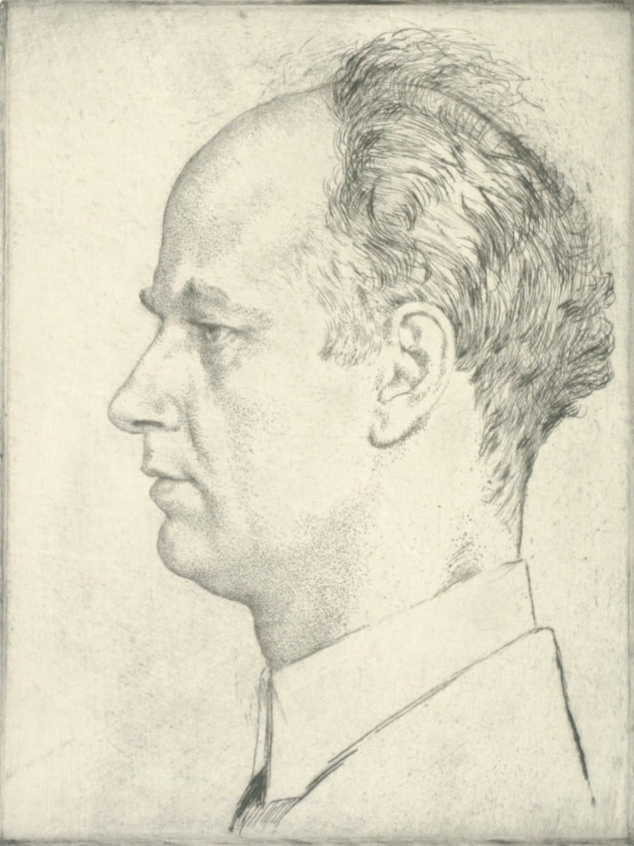 Etching of Wilhelm Furtwangler, 1928.