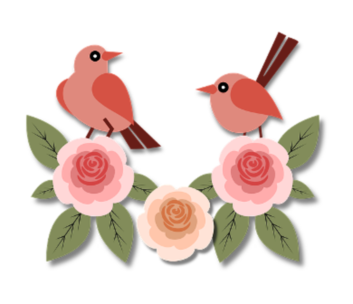 Sweet birds add charm perched on top of roses.