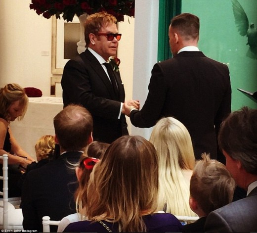 Elton and David's wedding