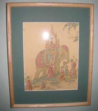 Framed work created from wallpaper art.