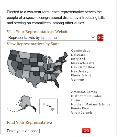 This shows the entry form for finding your representative.  It is from www.house.gov.