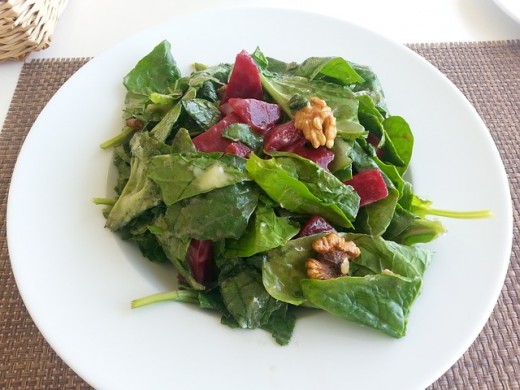 Walnuts and beets bring variety to salad greens
