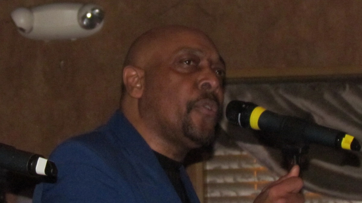 Keith Elmore, sings "I Lost It" with the other members of The Blue Notes.