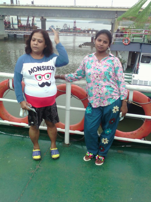 Papu, Chandana on the upper deck of the cruise