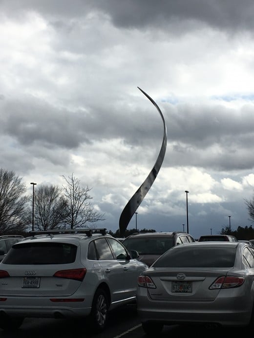 In the middle of the parking lot is this beautiful sculpture. 