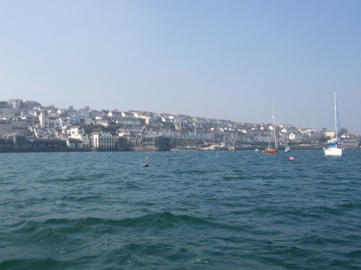 View of Falmouth from upon the Falmouth to Flushing ferry on 20th March 2009.  