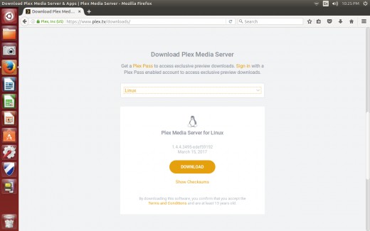 Click "Downlad" and then select the version of Linux Ubuntu you want to install.