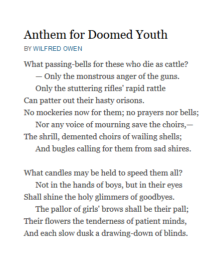 Anthem For Doomed Youth Analysis