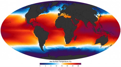 Global sea surface temperatures.