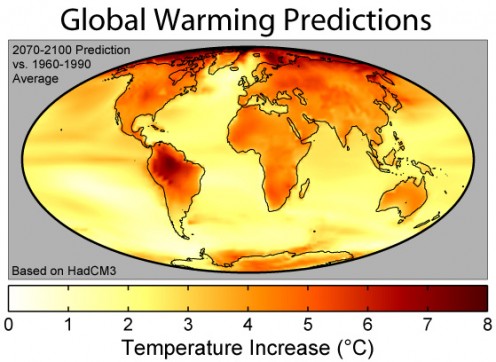 Global warming prediction map