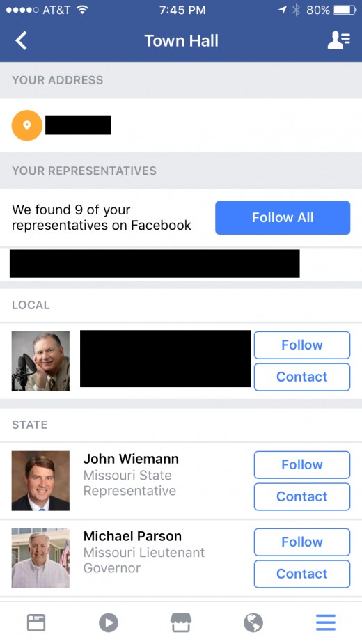 You can opt to follow all of the representatives, or elect to follow each of them individually.