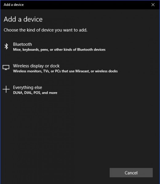 Click "Bluetooth" in the Add a Device screen.