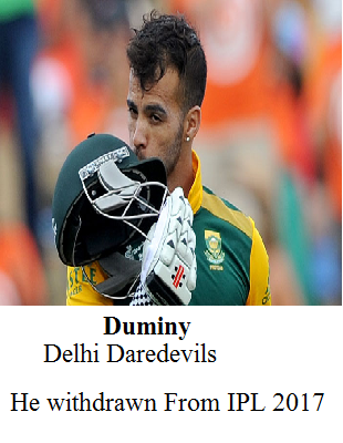 JP duminy due to some personal reason not playing in ipl 2017