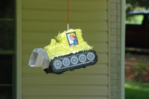 The kids at the party loved the bulldozer pinata!