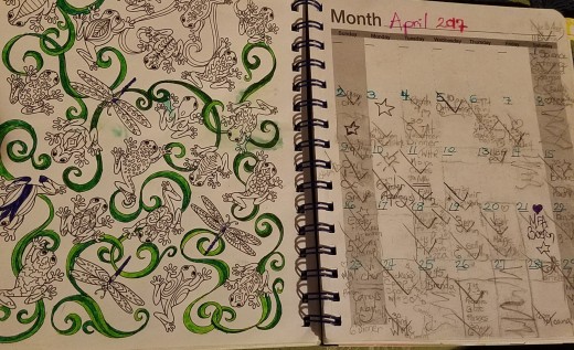 My present calendar is also an adult coloring book, which I love to fill out while I'm listening to audio books.