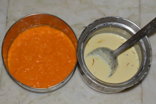 Step one: Prepare mango pulp and simmered milk