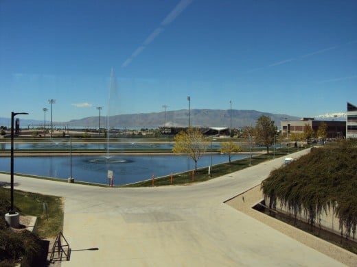 For some five years I have been host to two live-in French students who are now completing the last year of their bachelor degrees at 30,000 students Utah Valley University.  This is a view from inside a main UVU building looking out to the west.