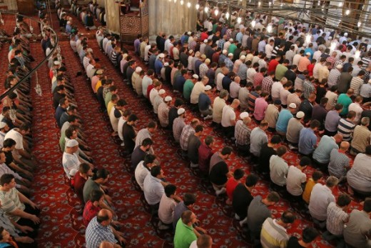 Prayer in a Turkish Mosque. 