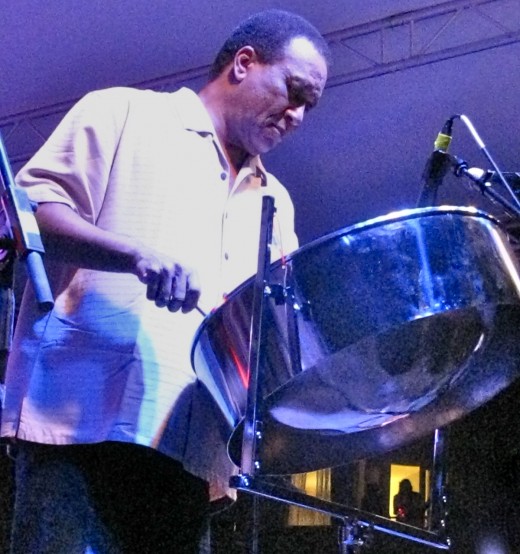 Robert Greenidge playing the steel drums