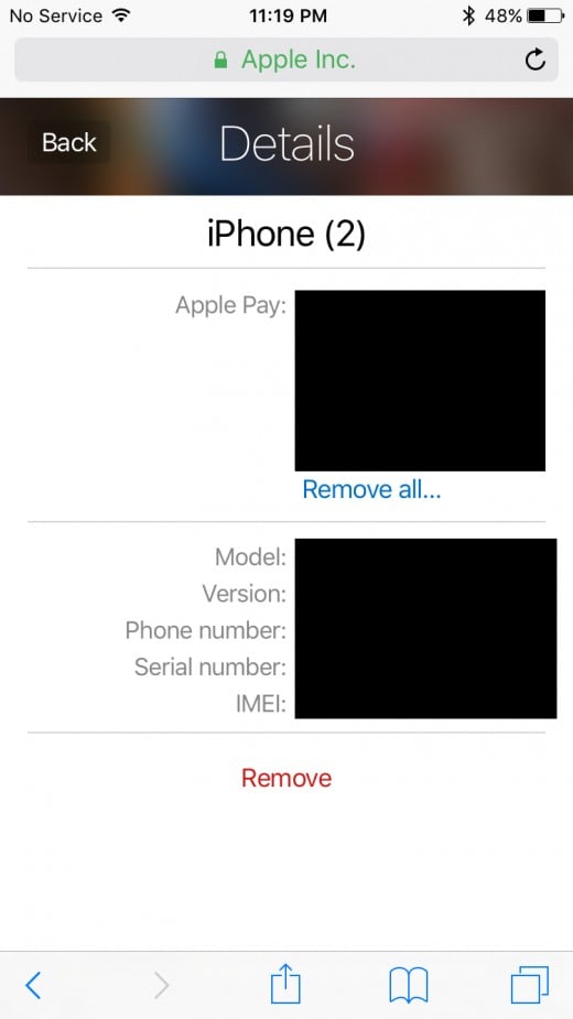 Review the information to verify you want to remove your Apple ID from this device.