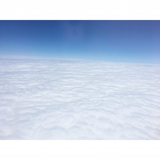 Flying over Burlington, Vermont on a cloudy day.