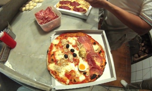 A fully loaded Rome style Capricciosa Pizza
