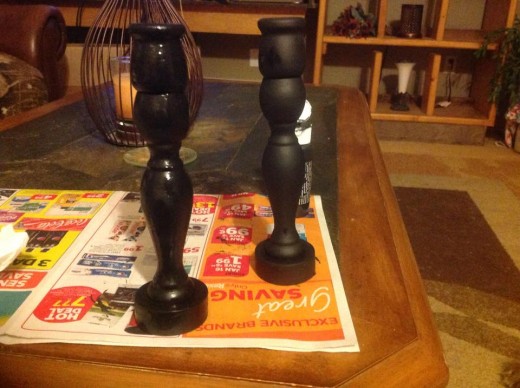 Freshly painted candle sticks