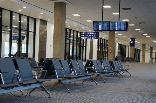 Modern hospital waiting room.