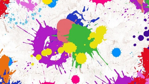 A splatter of paint colors.