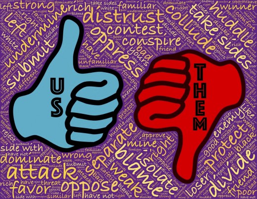 Is it an "us" and "them" problem, really?  Or is there a third party, one that plays people against each other for their own gain?  