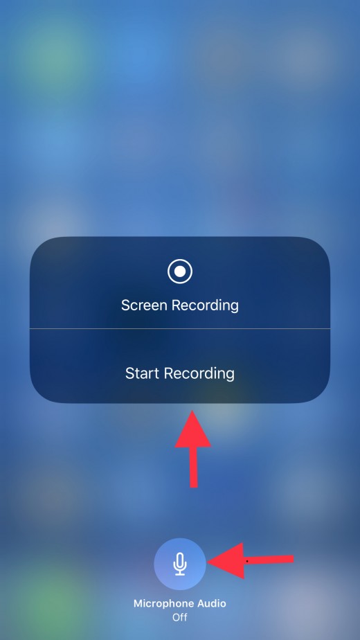 Alternatively, you can open a 3D Touch menu for recording that will also give you the option to record audio. You'll need to tap the microphone icon until it is red to record audio, and then tap "Start Recording."