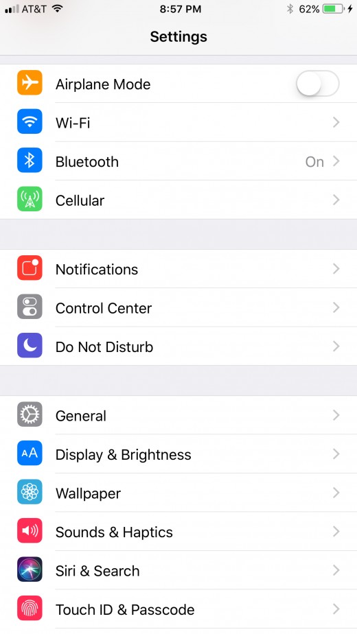 Tap to open the "Settings" app, and then choose "Control Center."