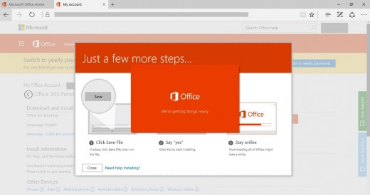 Click "Yes" in the dialog box that appears asking if you want to allow Microsoft Office to make changes to your device.
