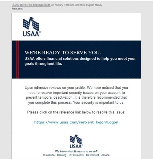 An official looking e-mail but it's not. It's a fake.