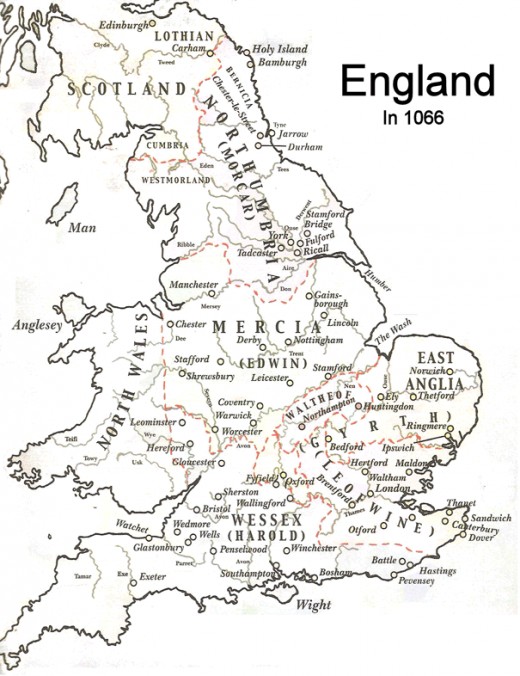 England's Earldoms as they were in 1066