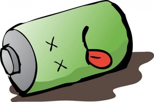 Drawing of a 'dead' battery.