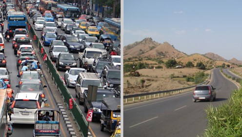 TRAFFIC - On the left, what traffic is like en route to a celebrity gossip page. On the right, a representation of the more typical level of traffic to one of my web pages. Oh well - I've always preferred to journey along the quieter roads