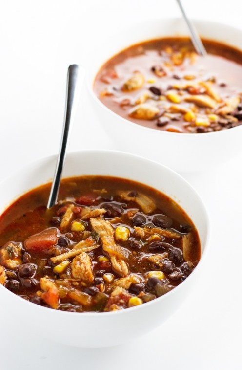 Many times, I will leave the liquid in over the top of the rice and do a form of soup, but you can strain it and just lay whole chicken breasts with all the other things on top!