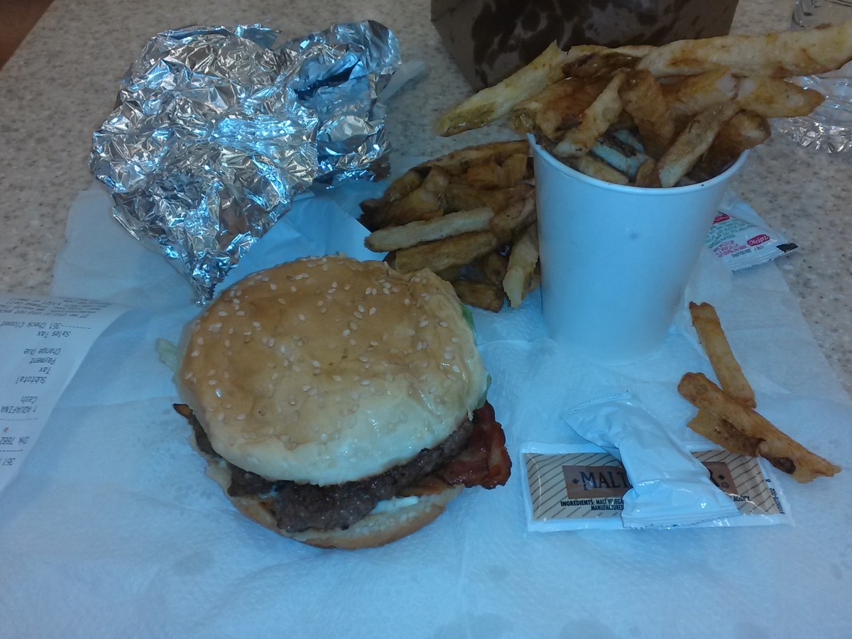 Five Guys Burger with loads of fries!