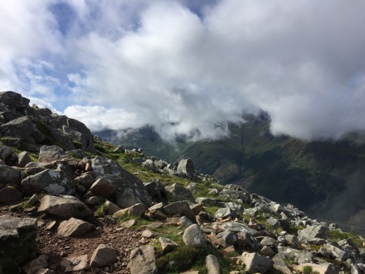 We are ascending the Ben Nevis mountain proper now and it looks as though the weather forecast from the Glen Nevis visitor centre was correct after all.
