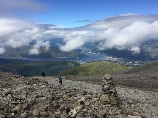 Looking back to where we have just come from, Fort William in the far distance. I want to touch the clouds.