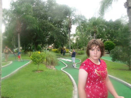 We played Mini Golf at the resort, Rose won