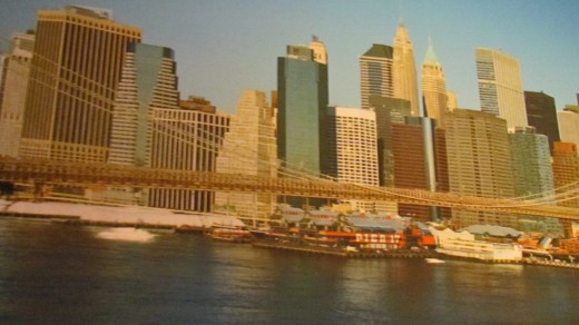 A photo of New York skyscrapers, before the disaster of 9/11.